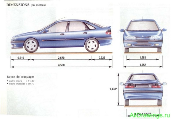 Renault Laguna (1996) (Рено Лагуна (1996)) - чертежи (рисунки) автомобиля
